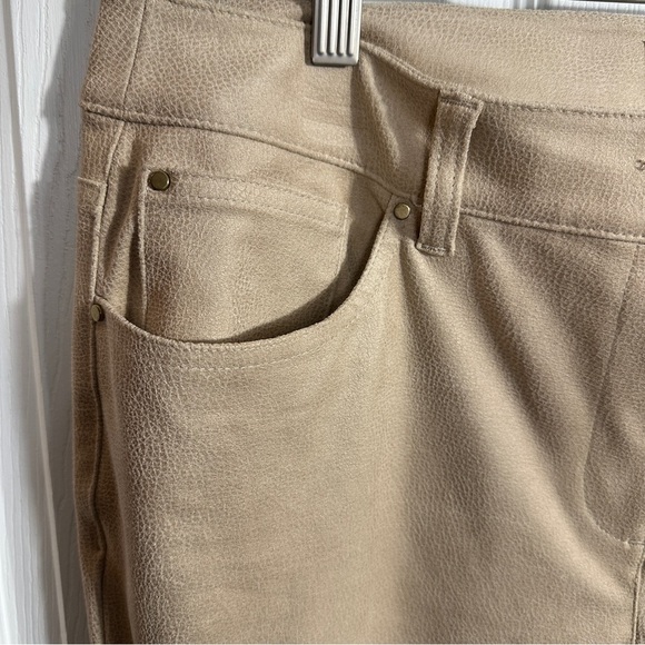 Chico's size 2 (approx size 12 US) suede-feel beige pants, straight leg - Picture 6 of 13